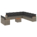 Set de sofás de jardín 12 pzas con cojines ratán sintético gris