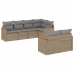 Set sofás de jardín 7 piezas y cojines ratán sintético beige