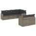 Set de sofás de jardín 7 piezas con cojines ratán PE gris