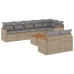 Set de sofás de jardín 9 pzas con cojines ratán sintético beige