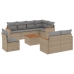 Set de sofás de jardín 9 pzas con cojines ratán sintético beige