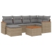 Set sofás de jardín 7 piezas y cojines ratán sintético beige