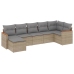 Set sofás de jardín 7 piezas y cojines ratán sintético beige
