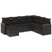 Set de comedor de jardín 7 pzas y cojines ratán sintético negro