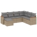 Set sofás de jardín 7 piezas y cojines ratán sintético beige