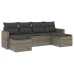 Set de muebles de jardín 6 pzas y cojines ratán sintético gris