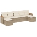 Set sofás de jardín 7 piezas y cojines ratán sintético beige
