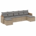 Set sofás de jardín 7 piezas y cojines ratán sintético beige