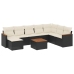 Set de sofás de jardín 8 piezas y cojines ratán sintético negro