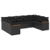 Set de sofás de jardín 8 piezas y cojines ratán sintético negro