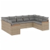 Set de sofás de jardín 9 pzas con cojines ratán sintético beige