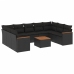 Set de sofás de jardín 10 pzas cojines ratán sintético negro