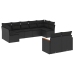 Set de sofás de jardín 8 piezas y cojines ratán sintético negro
