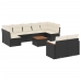 Set de sofás de jardín 10 pzas cojines ratán sintético negro