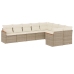 Set de sofás de jardín 9 pzas con cojines ratán sintético beige