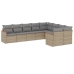 Set de sofás de jardín 9 pzas con cojines ratán sintético beige