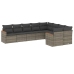 Set de muebles de jardín 9 pzas y cojines ratán sintético gris