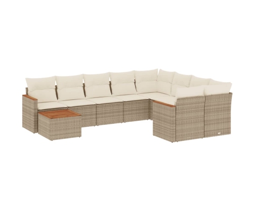 Juego de sofás jardín con cojines beige 10 pzas ratán sintético