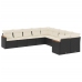 Set de sofás de jardín 10 pzas cojines ratán sintético negro