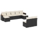 Set de sofás de jardín 8 piezas y cojines ratán sintético negro