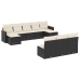 Set de sofás de jardín 10 pzas cojines ratán sintético negro