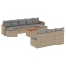 Set de sofás de jardín 11pzas con cojines ratán sintético beige