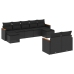 Set de sofás de jardín 8 piezas y cojines ratán sintético negro