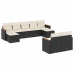 Set de sofás de jardín 8 piezas y cojines ratán sintético negro