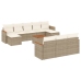 Set de sofás de jardín 11pzas con cojines ratán sintético beige