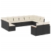 Set de sofás de jardín 12 piezas cojines ratán sintético negro