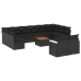 Set de sofás de jardín y cojines 13 pzas ratán sintético negro