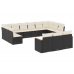 Set de sofás de jardín y cojines 13 pzas ratán sintético negro