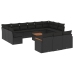 Set sofás de jardín 14 pzas con cojines ratán sintético negro