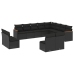 Set de sofás de jardín 12 piezas cojines ratán sintético negro