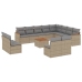 Set sofás de jardín con cojines 13 pzas ratán sintético beige