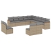 Set sofás de jardín con cojines 13 pzas ratán sintético beige