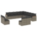 Set sofás de jardín con cojines 13 piezas ratán sintético gris