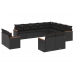 Set de sofás de jardín 12 piezas cojines ratán sintético negro