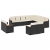 Set de sofás de jardín 12 piezas cojines ratán sintético negro