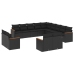 Set de sofás de jardín y cojines 13 pzas ratán sintético negro
