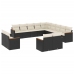 Set de sofás de jardín y cojines 13 pzas ratán sintético negro
