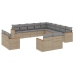 Set sofás de jardín con cojines 13 pzas ratán sintético beige