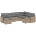 Set de sofás de jardín 9 pzas con cojines ratán sintético beige