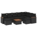 Set de sofás de jardín 10 pzas cojines ratán sintético negro