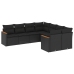 Set de sofás de jardín 8 piezas y cojines ratán sintético negro