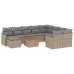 Set de sofás de jardín 11pzas con cojines ratán sintético beige