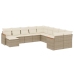 Set de sofás de jardín 11pzas con cojines ratán sintético beige
