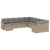 Set de sofás de jardín 11pzas con cojines ratán sintético beige