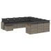 Set de sofás de jardín 12 pzas con cojines ratán sintético gris