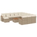 Set sofás de jardín con cojines 13 pzas ratán sintético beige